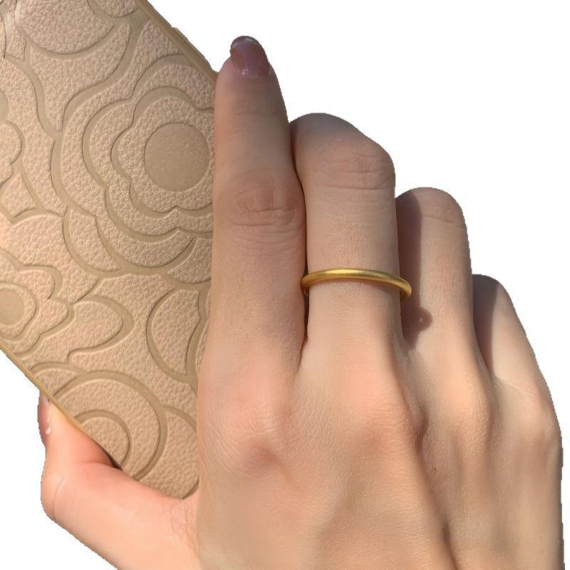 Gold Plain Ring Ring Couple Pair Ring Hand Jewelry Ring Women'S Niche Design Sand Gold Plain Ring Ancient Lamp Luxury