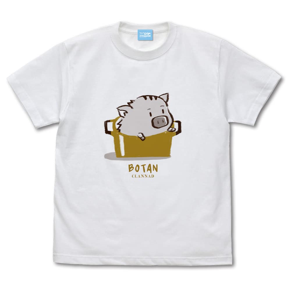 

Nijigen Cospa CLANNAD Button Illustration T-Shirt, White, Medium, Cotton