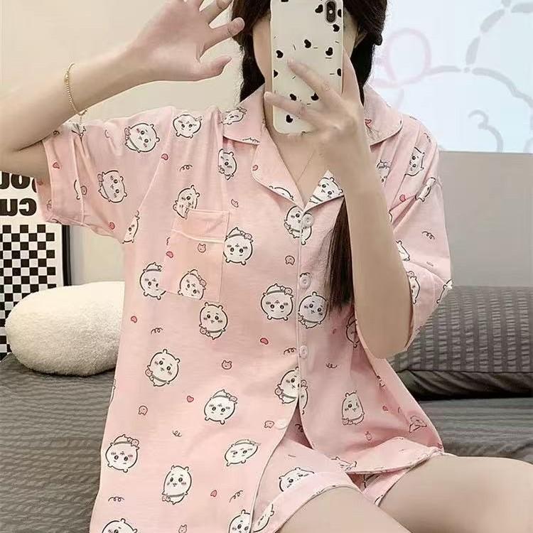 Summer Girl Sleepwear Set With Doll Collar And Floral Print Made Of Milk Silk For Cozy Home And Sleep Comfort