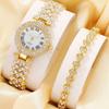 Elegant Women's Wristwatch Silver Watch Bracelet Set Trendy Rose Gold Watch  Festival Gift