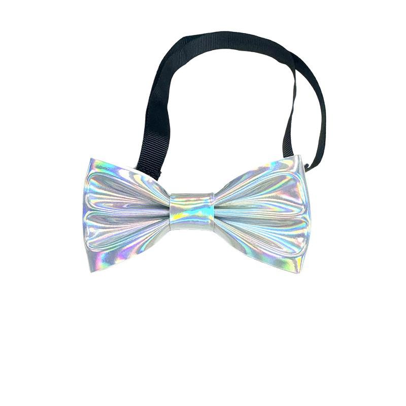Children's Blue Glitter PU Bow Tie with Flower Decoration