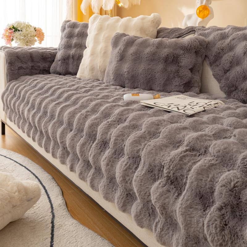 

Winter Thickened Rabbit Plush Sofa Cushion Warm Sofa Cover Non-Slip Modern Seat Cushion New Cover Cloth Towel 70*70cm
