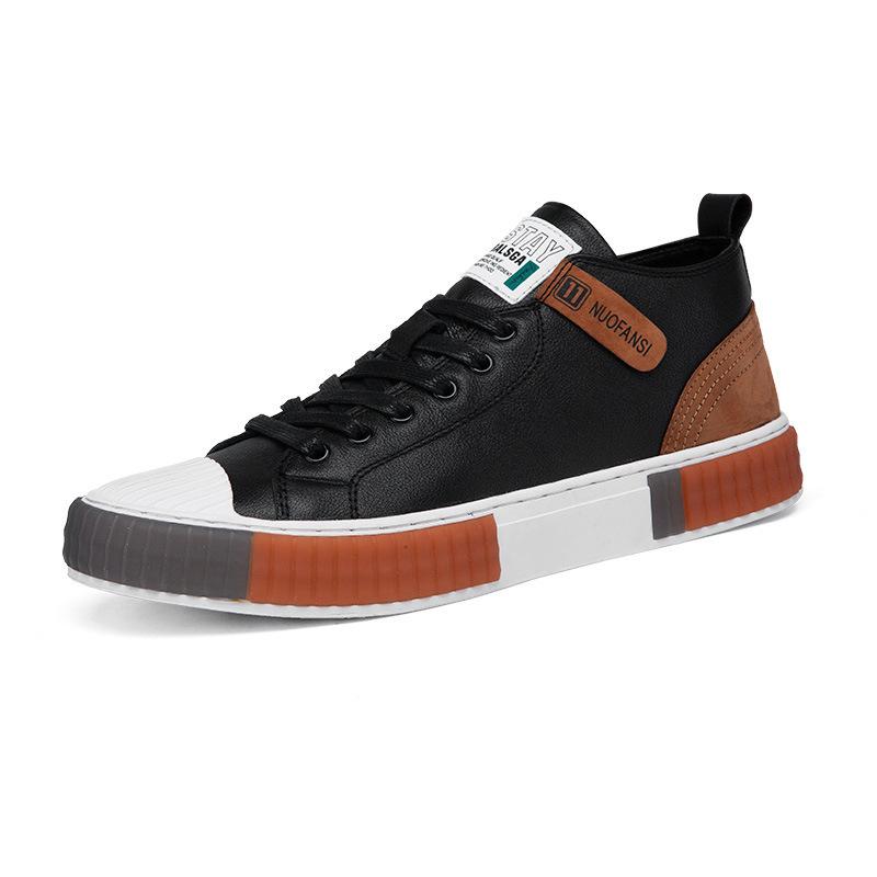 Модная обувь хайтопы из натуральной кожи для мужчин белая черная из натуральной кожи — фото 8