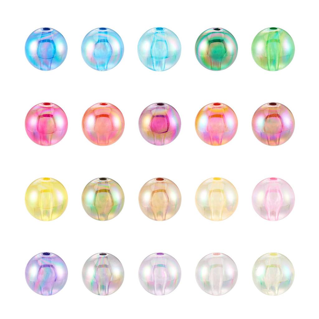 Beadthoven Set of about 20 transparent acrylic AB color round decorative bead accessory for handmade handmade craft supplies 100, 20mm, colors, beads,