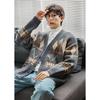 2025 Autumn/Winter Hong Kong Style Loose Knit Men's Color Block Cardigan Sweater for Couples