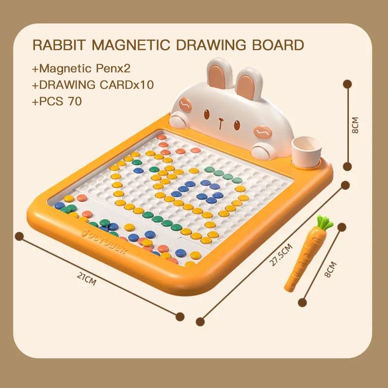 Rabbit Magnetic Drawing Board Children Drawing Board Magnetic Beads Radish Pen Graffiti Board Early Education Montessori Toy
