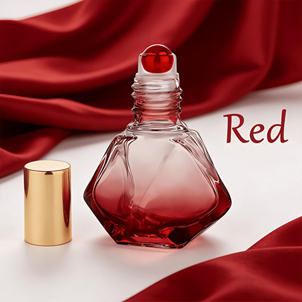 7ml Diamond-Cut Roll-On Bottle, Seven-Color Glass Portable Essential Oil Bottle Red