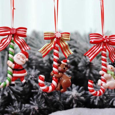 Christmas Decorations Santa Claus Snowman Small  Candy Cane Ornaments Christmas Tree Decoration Ornaments