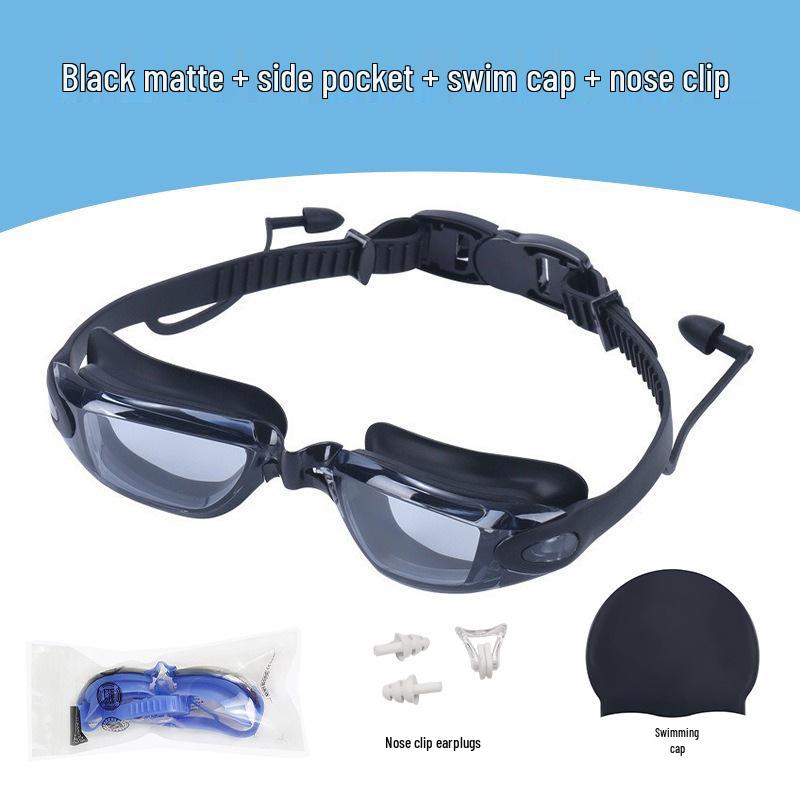 Professional Adult Racing Swim Set: Anti-Fog Silicone Goggles with Plated Waterproof Glasses