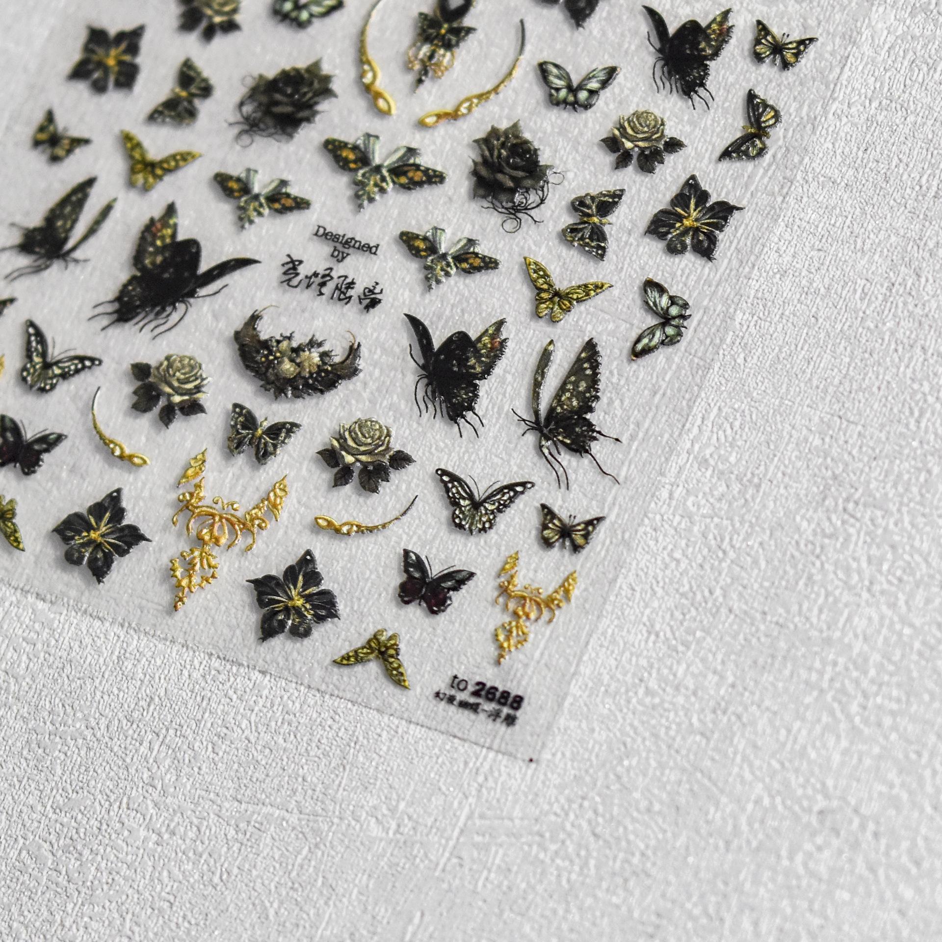 Рельефные наклейки для ногтей «Ночная бабочка» Декоративные креативные наклейки своими — фото 8