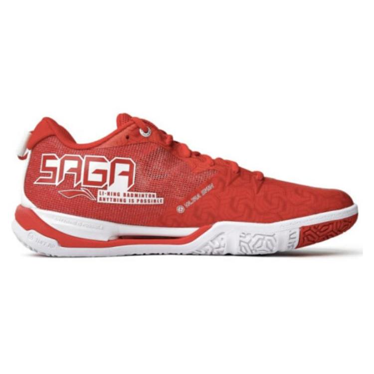 Li Ning Flying Close To The Ground Slip Resistant Abrasion Resistant Low Top Badminton Shoes Unisex Red White AYZU001-2