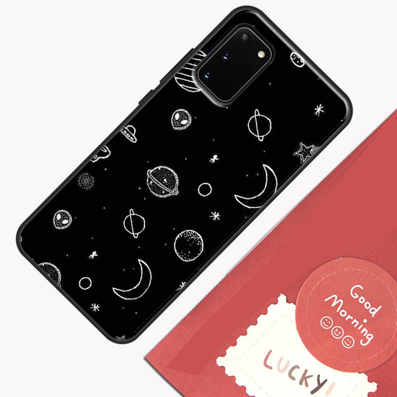 Black Moon Stars Space Astronaut Phone Case For Samsung Galaxy S23 S26 Ultra S20 S21 S22 S24 S25 Plus S10 S25 FE Cover Shell