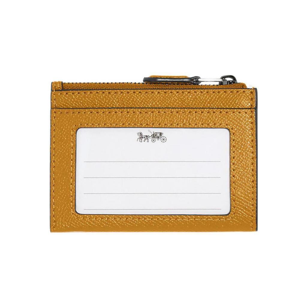 Coach Skinny Id Case With Zipper Closure And Dual Card Slots In Crossgrain Leather Women Card Holder Moss 88250-QBBUT