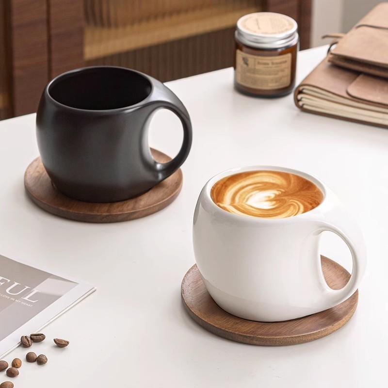 Ceramic coffee cup plate set Tea mug High end exquisite American latte coffee cups Oat Breakfast Drinking Glass Drinkware mug