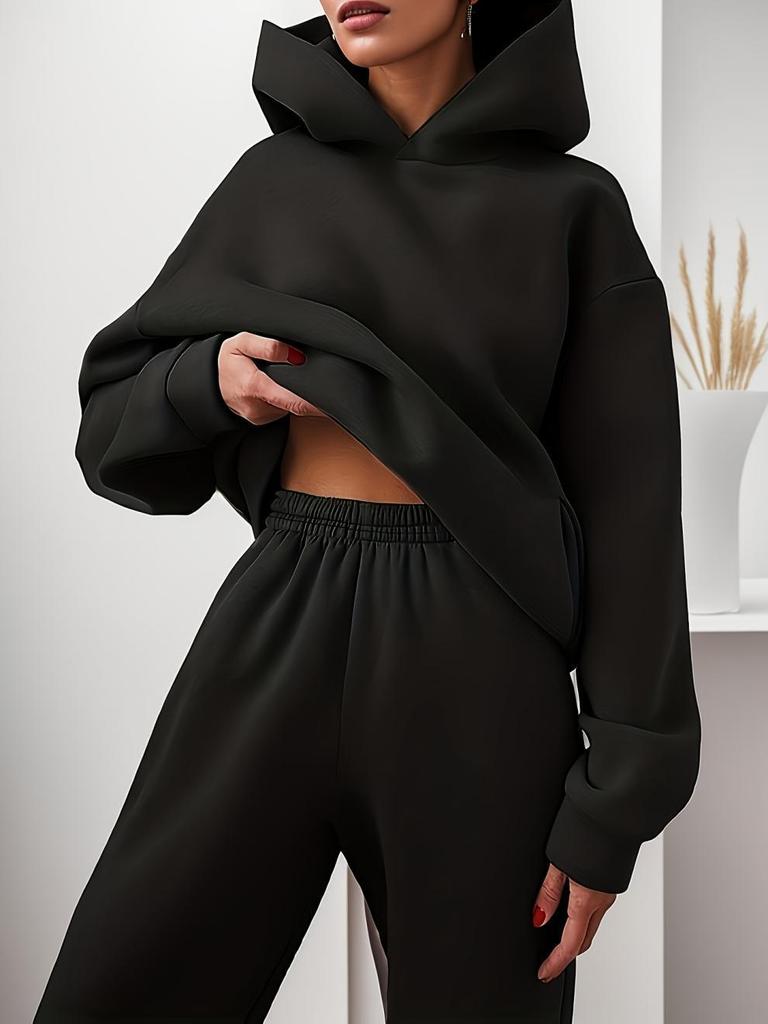 2024 Spring/Autumn Women's Fashion Thick Long-Sleeve Sweatshirt and Pants Set