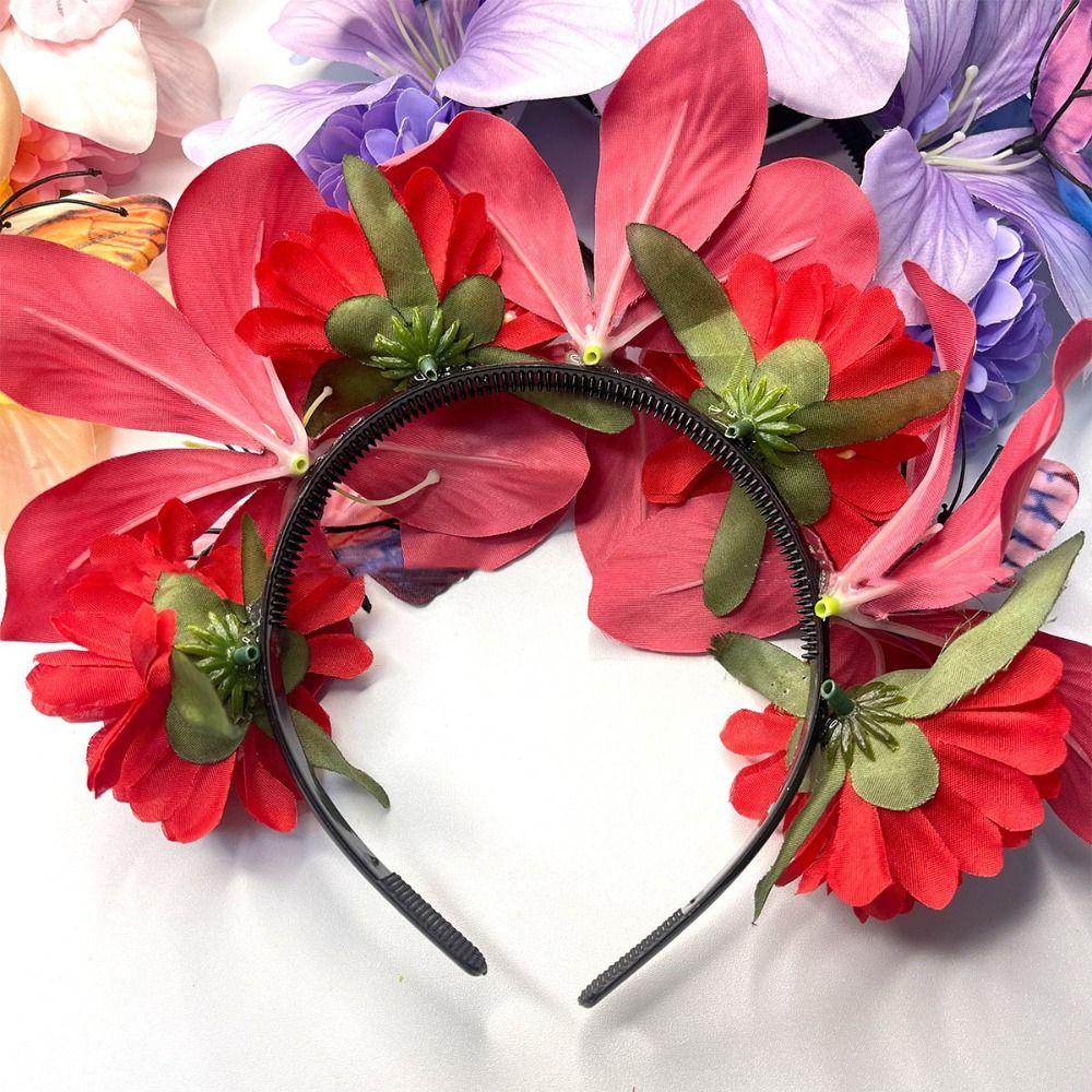 Butterfly Floral Crown Hairband Sweet Carnival Hair Accessories Simulation Flower Hair Hoop  Daily