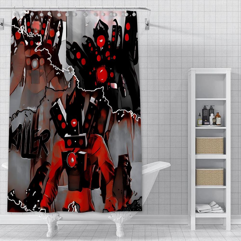 S-Skibidi Toilet Shower Curtain Waterproof Polyester Fabric Paint Colorful Bath Curtains Home Bathroom Decor Curtain With Hook