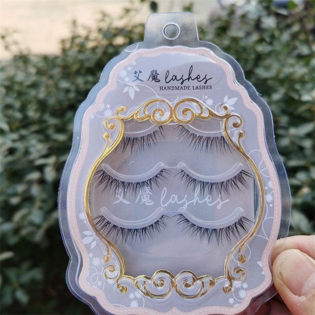 Aimo - Set of 3 Pairs: Natural Wispy False Eyelashes Black - One Size