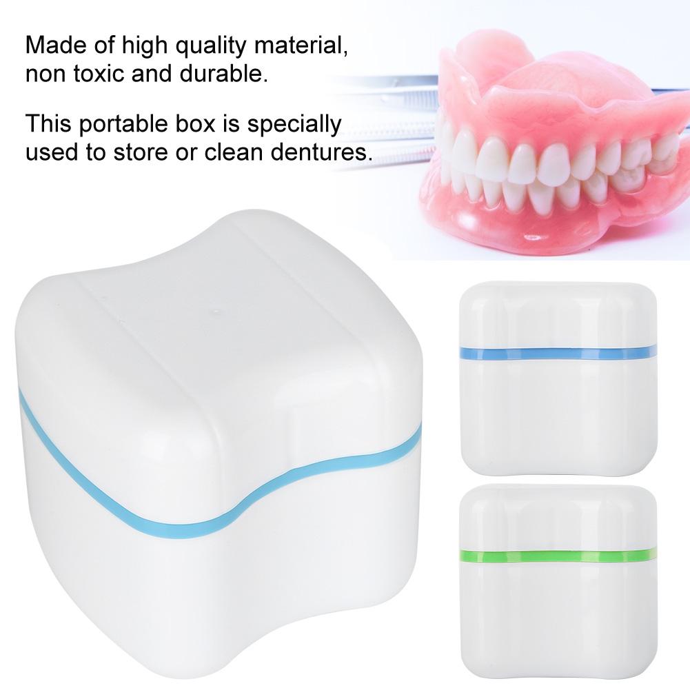 3 Colors Denture False Teeth Storage Box Case With Filter Screen Dental Appliance