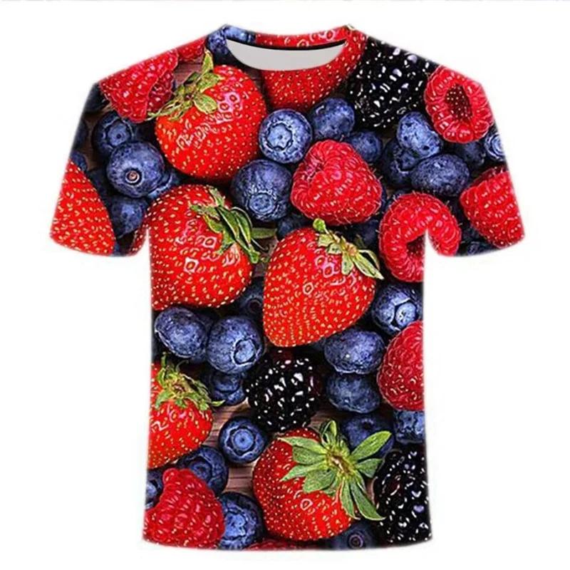 

3D Printed Creative Fresh Fruits T-Shirt For Men Vegetables Pattern Tees Summer Loose Round Neck Tops Short Sleeves T Shirts 6XL