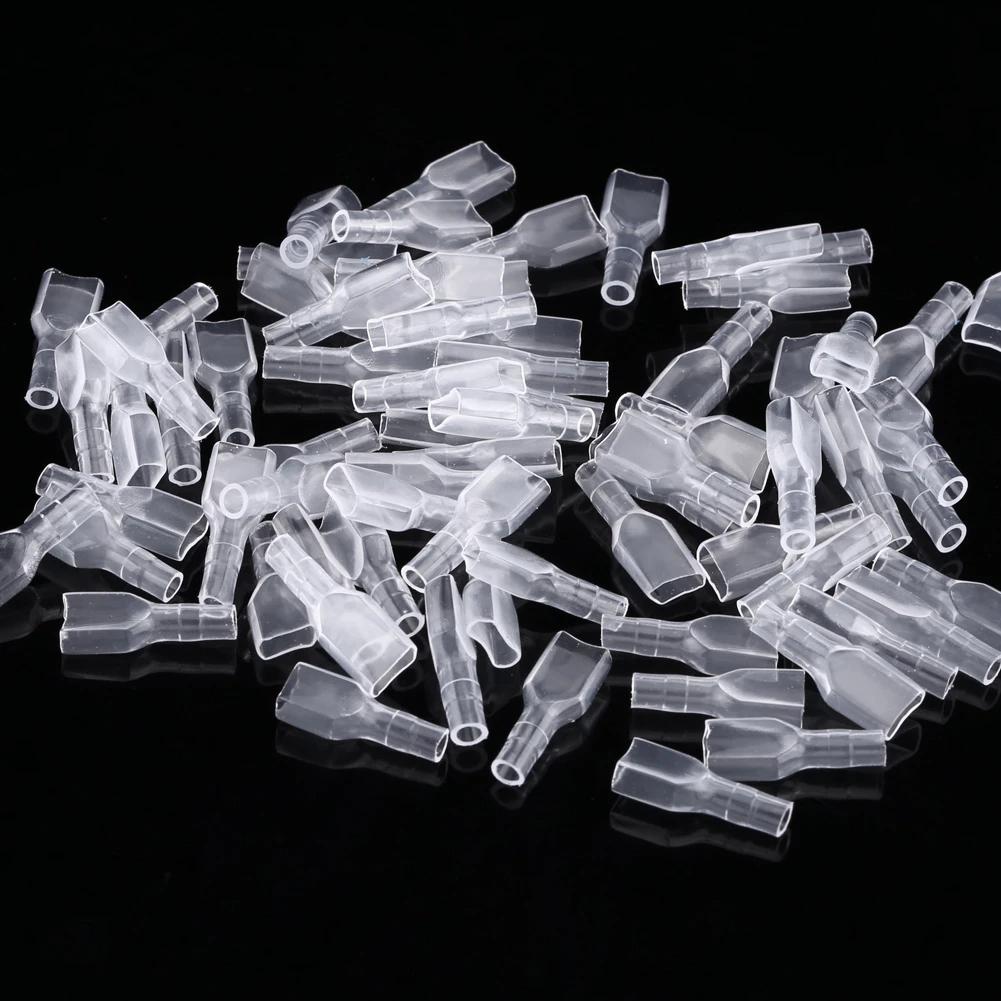 4.8mm Crimp Terminal Male Spade Connector Wire Crimp Terminal Block Kit With Insulating Cover For Car Scooter Boats