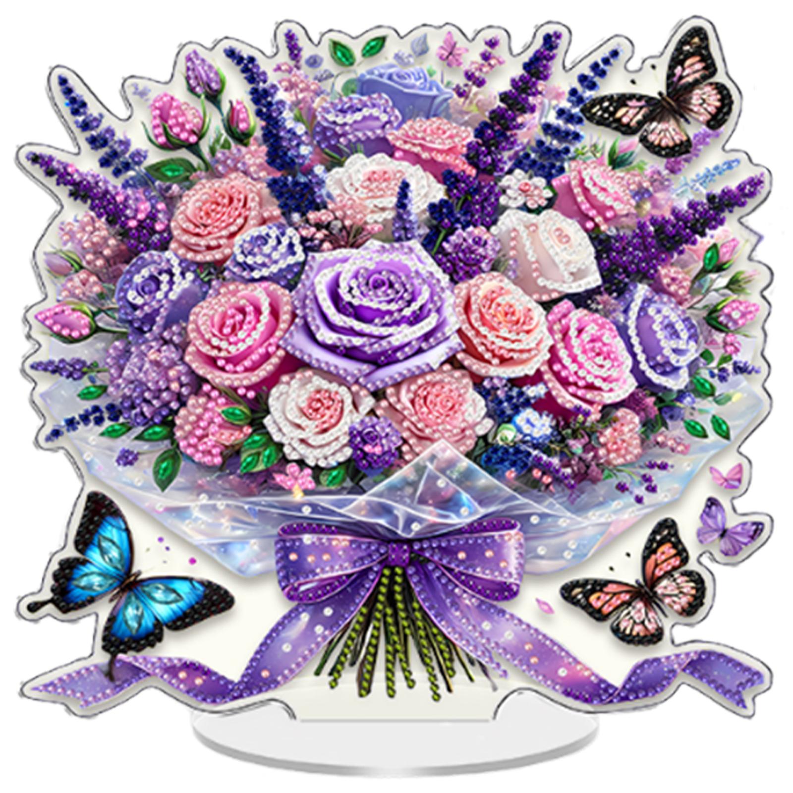 

Flower DIY 2D Flat Acrylic Diamond Art Decorations Crystal Art Craft Decoration for Living Room Home Office Decoration