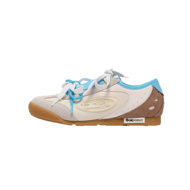 Cheese white, fashion high sense contrasting color design commuter casual flats