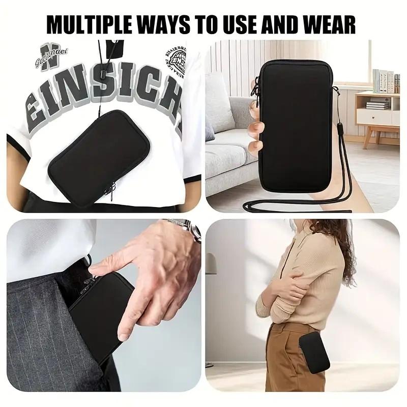 Husă de telefon din neopren cu fermoar - Husă protectoare pentru diverse modele de smartphone, Negru