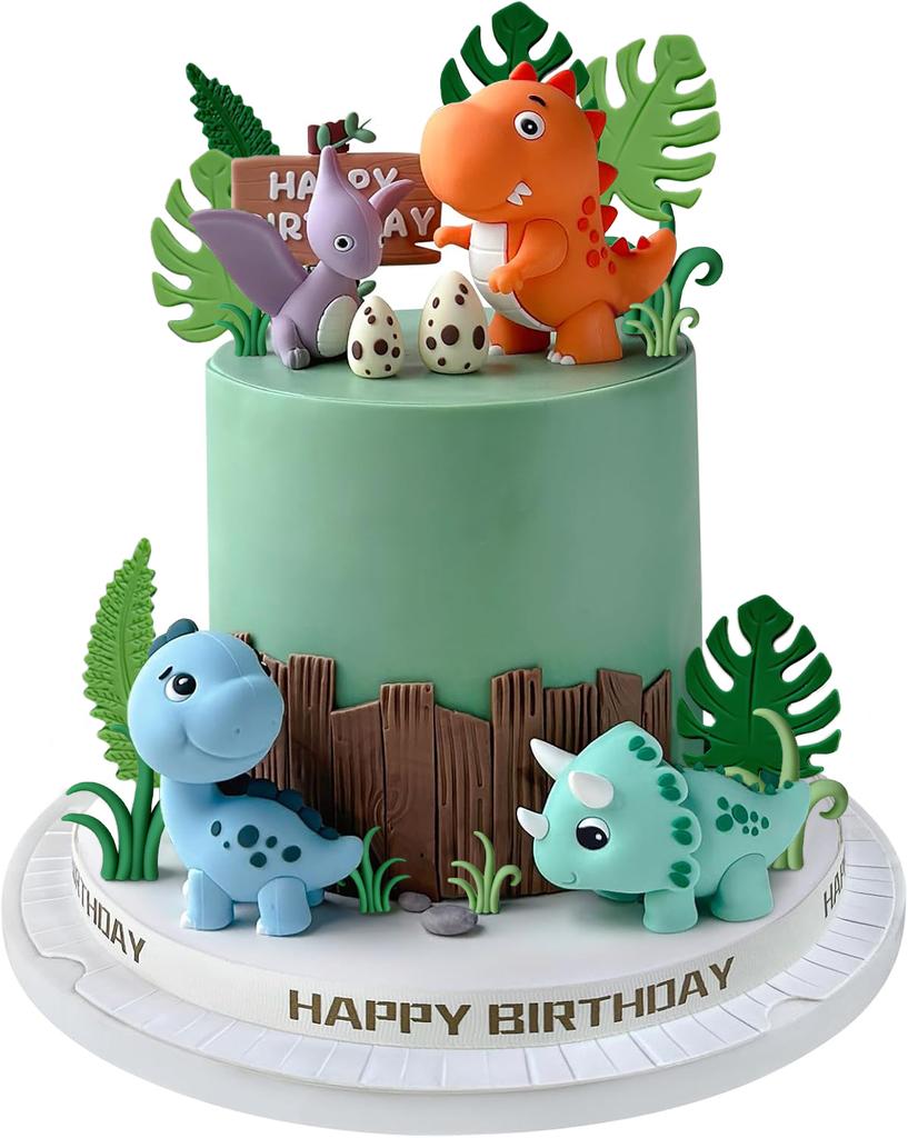 Cake Topper - Jungle Wild Cake Toppers with Leaves Balls Cake Decorations for Safari Animals Themed Birthday Party Decorations