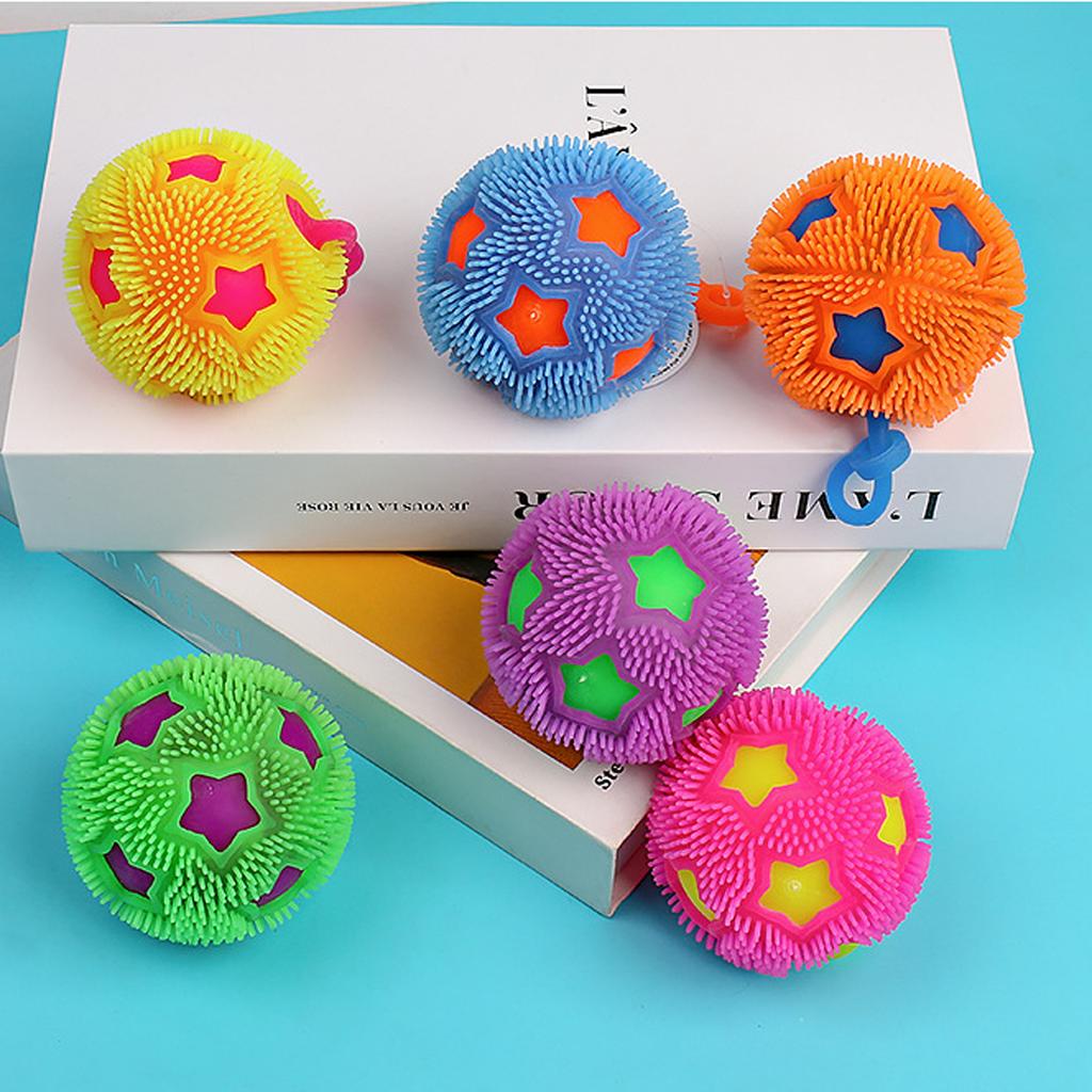 1 Stück leuchtende Kugel, blinkender doppelter fünfzackiger Stern, atomarer Stressabbau-Ball, ein neuartiges Stressabbau-Spielzeug, Stressabbau-Ball(Zufällige Farbe).