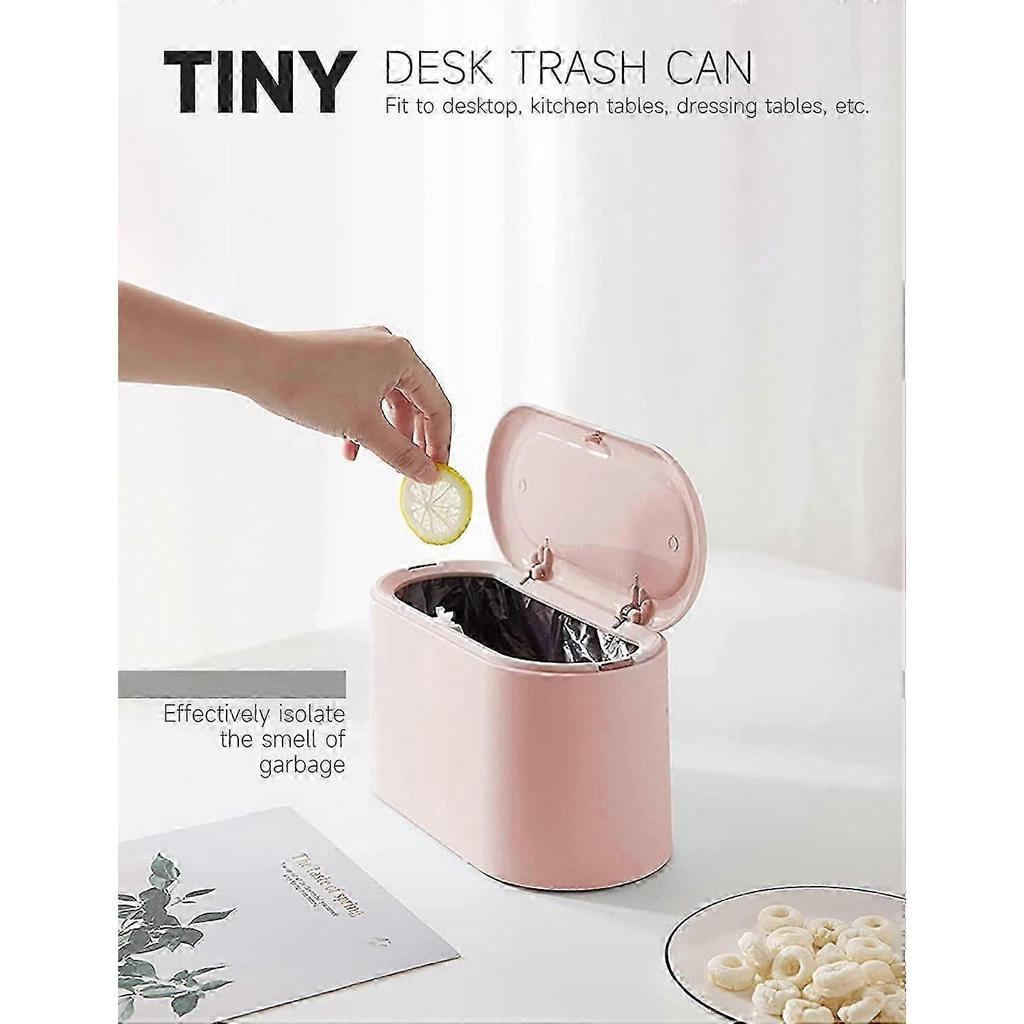 Mini-Mülleimer mit Deckel - Herausnehmbarer kleiner Abfalleimer(Rosa)