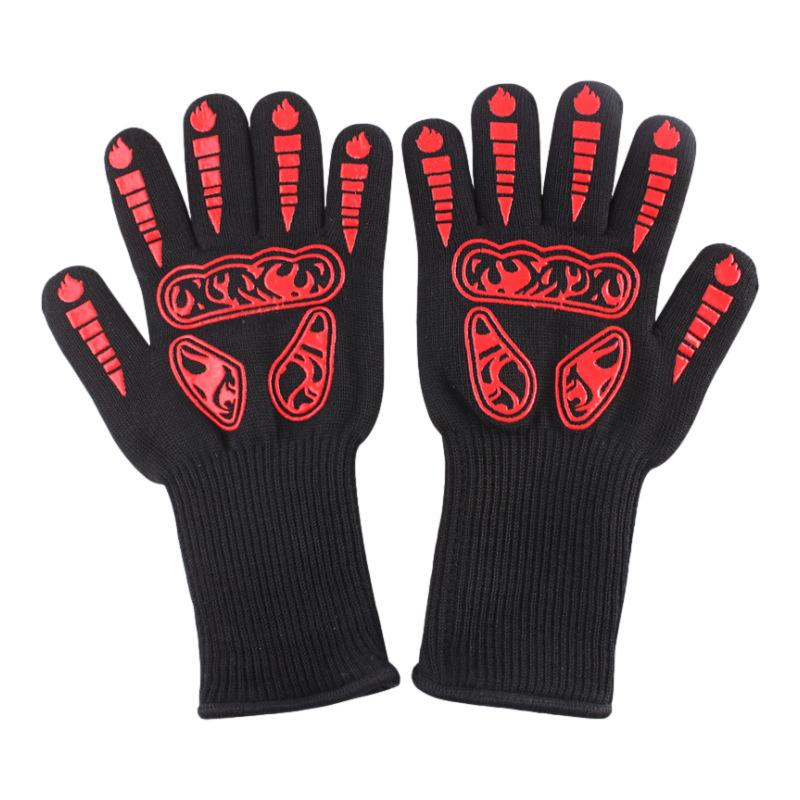 High Temperature Silicone Gloves Heat Resistant Up To 500℃ Non Slip Fireproof Insulated Oven Cooking BBQ Gloves