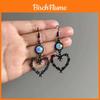 Gothic Black Heart Thorn Blue Crystal Earrings For Women With Style Fashion Jewelry