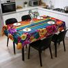 Mexikanische Blumige Tischdecke Rechteckig Volkskunst Muster Tischdecke mit Zackensaum Bunte Blumen Tischabdeckung für Esstisch Party Dekoration