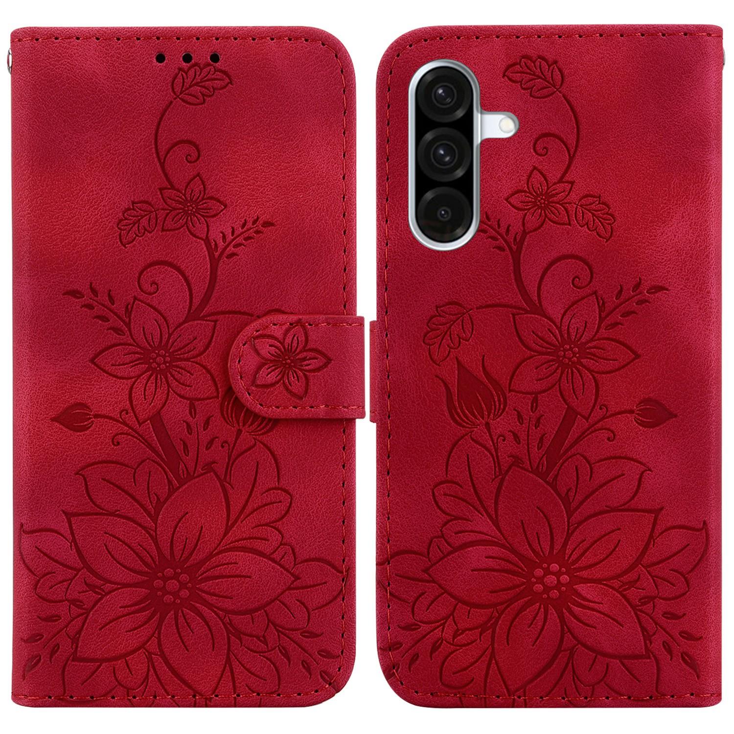 

For Samsung Galaxy A17 5G/A17 4G/A26 5G Case Lily Flower Imprint Leather Phone Cover with Stand E