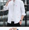 Men's Solid Color Oxford Cotton Yellow Button-Down Long Sleeve Shirt for Spring/Autumn Layering