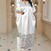 Plus Size Women Elegant Lace Patchwork Crew Neck Half Sleeve Loose Midi Dress