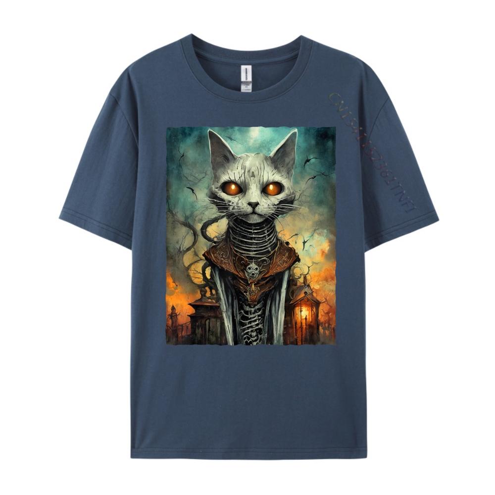 

Halloween Skeleton Cat Black T Shirt Streetwear Unisex Tshirts Clothing Female Tshirts Unisexs Clothing Casual 4XL