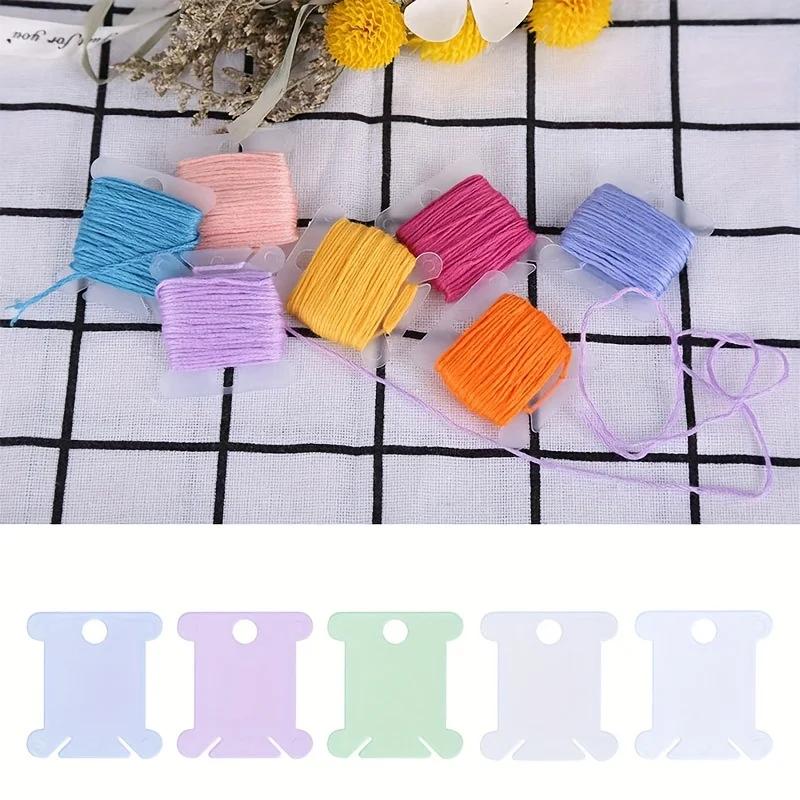 100Pcs Plastic Bobbins Spool Thread Card Embroidery Floss DIY Stitch Organizer Holder Sewing Tools.