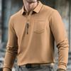 European and American Autumn Men's Long-sleeved Loose Top Lapel T-shirt