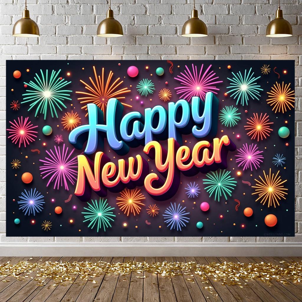 New Year Banner  Design Holiday Background Celebration Display Glittery Happy New Year Display For New Year Party