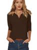 2025 Women's V-Neck 7-Point Sleeve Solid Color T-Shirt