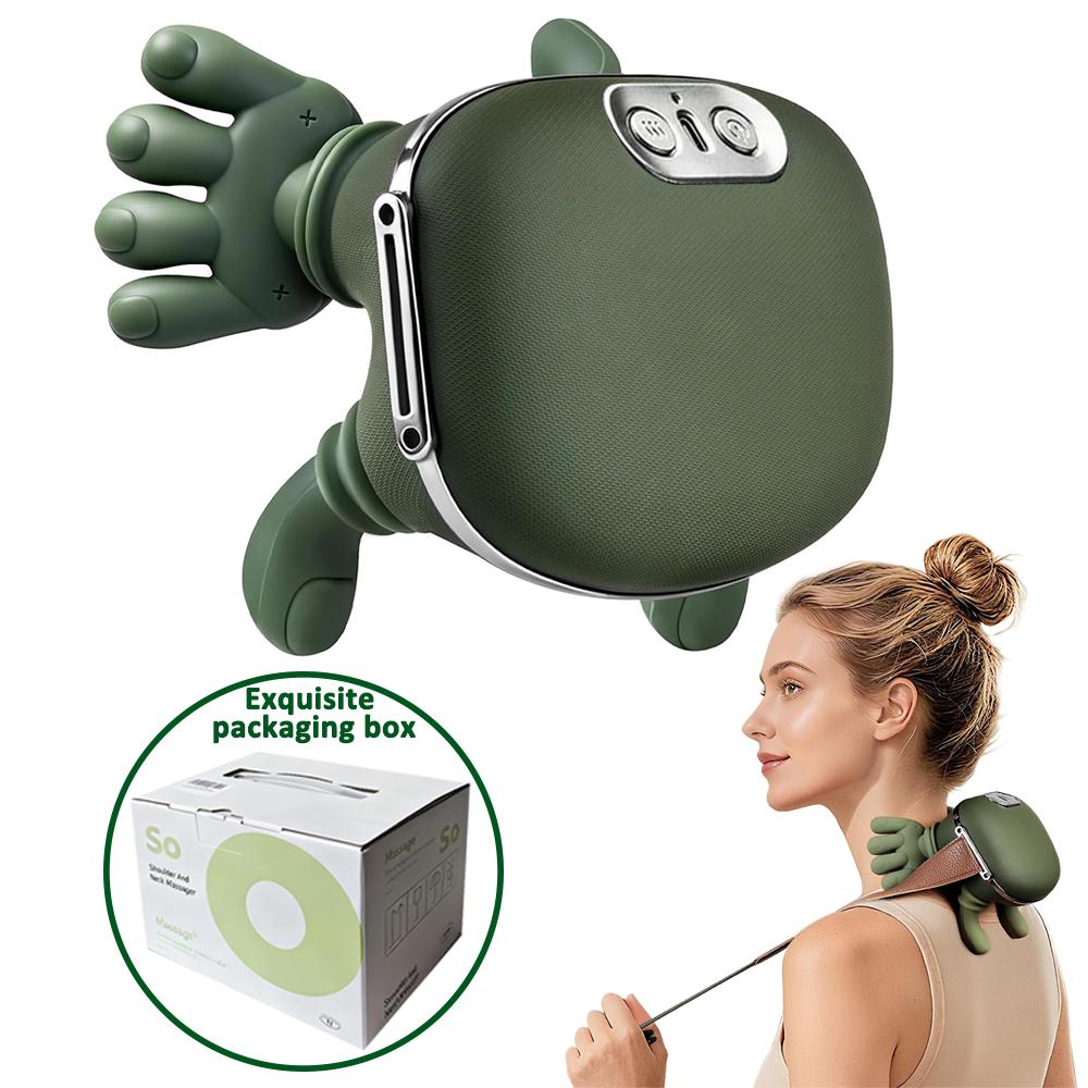 

2026 Bionic Neck Shoulder Massager N7 Kneading Massager Shawl 3-Level Modes Neck Cervical Waist Leg Body Muscles Massage Pillow зелёный
