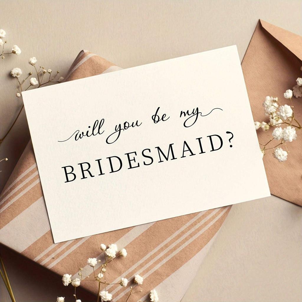 1pc Enchanting Bridesmaid Proposal Card - Heartfelt Invitation & Timeless Memento For Weddings Or Engagements - A Thoughtfully Designed Keepsake