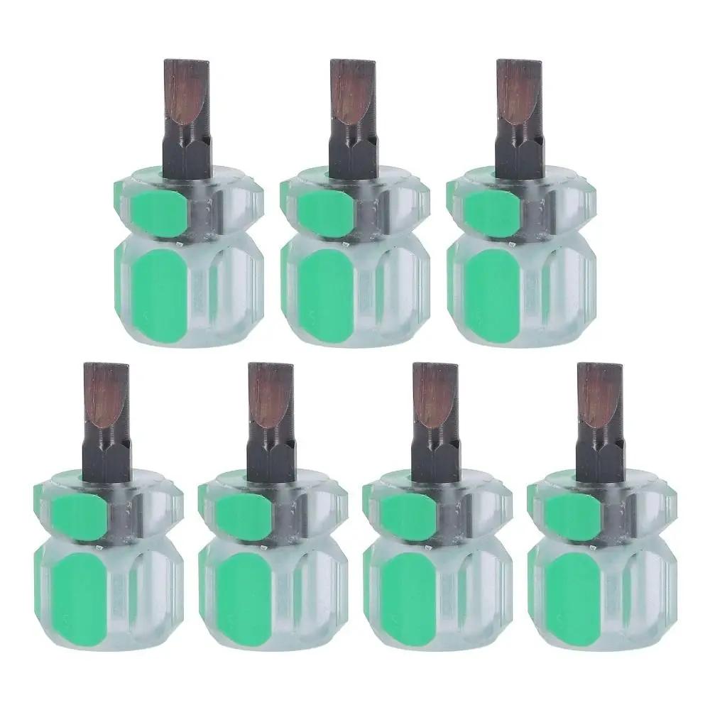 7pcs Mini Stubby Screwdriver Non-Slip Flat Head Flathead Screwdriver Multifunction Ergonomic Handle Sewing Machine Screwdriver