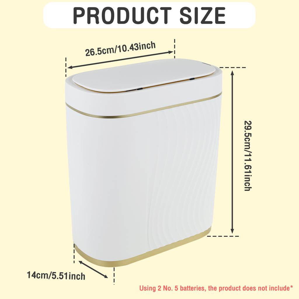 7000ml Motion Sensor Trash Can Touchless Automatic Garbage Can Battery Powered Smart Trash Can for Home Bathroom Kitchen Office