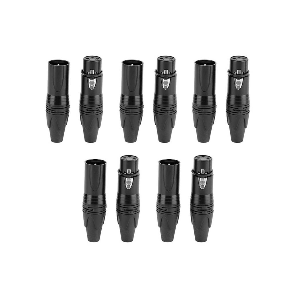 5 Perechi Mufă XLR cu 3 Pini Soclu Audio Conector Cannon Negru