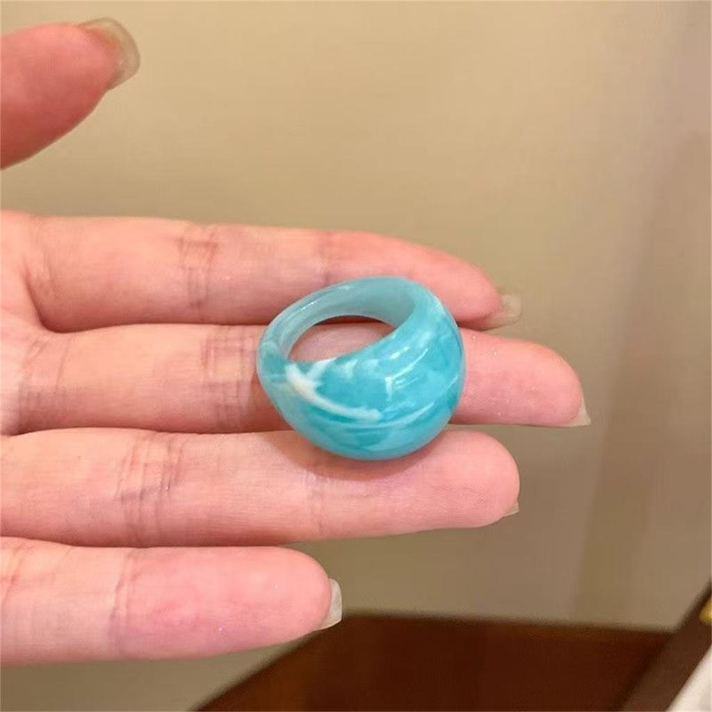 Multicolor Floral Acrylic Jelly Ring Y2K Style Statement Jewelry for UK EU Markets US Size 7 Eco-Friendly Material Rings Girls