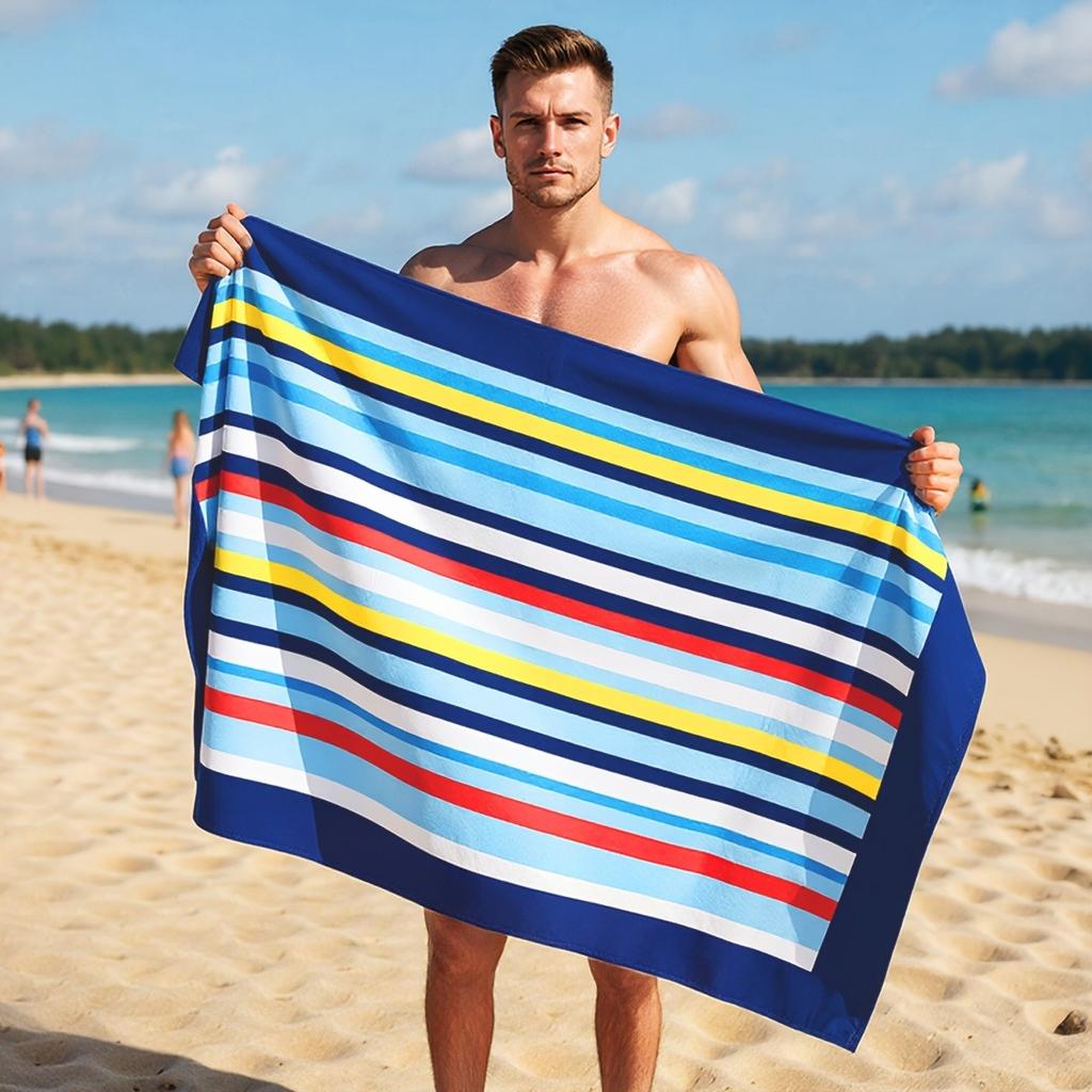 1PC Beach Towel Rainbow stripes Corlorful pattern Perfect gifts Birthday gift Quick-Dry Towel For Bath Yoga Tourism Swimming