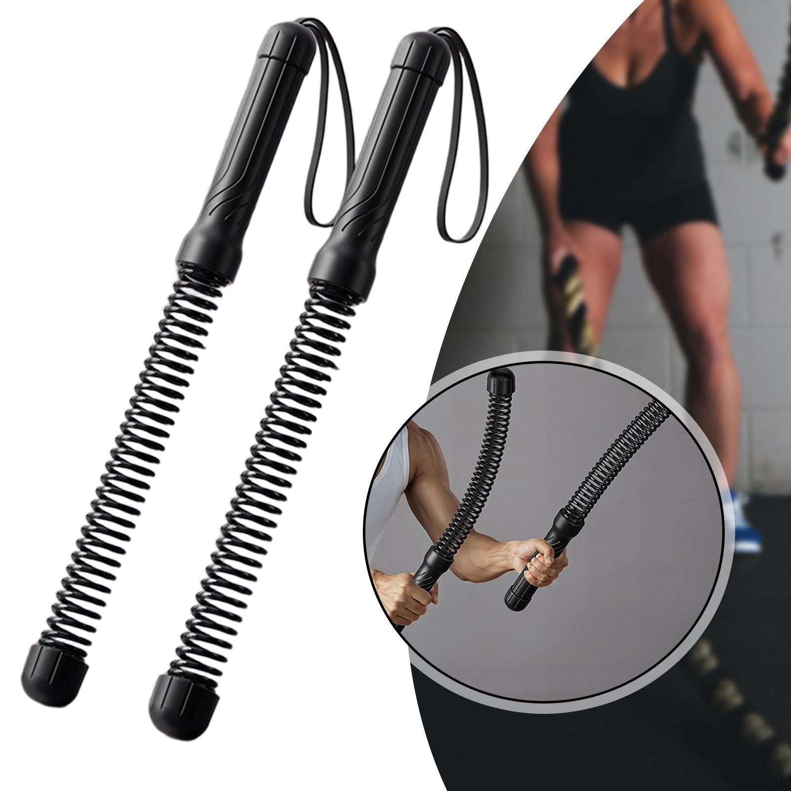 2Pcs Ropeless Battle Ropes Spring Sticks for Sports Indoor Outdoor Home Gym rosa